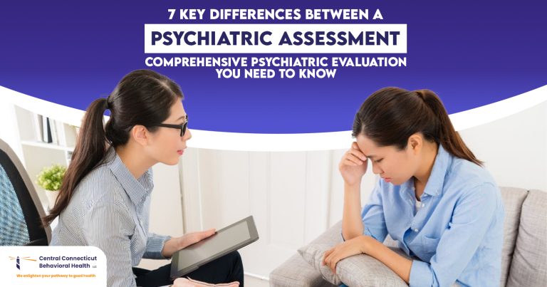 Mental health professional conducting a session with a patient, illustrating the 7 key differences between a psychiatric assessment vs comprehensive psychiatric evaluation.