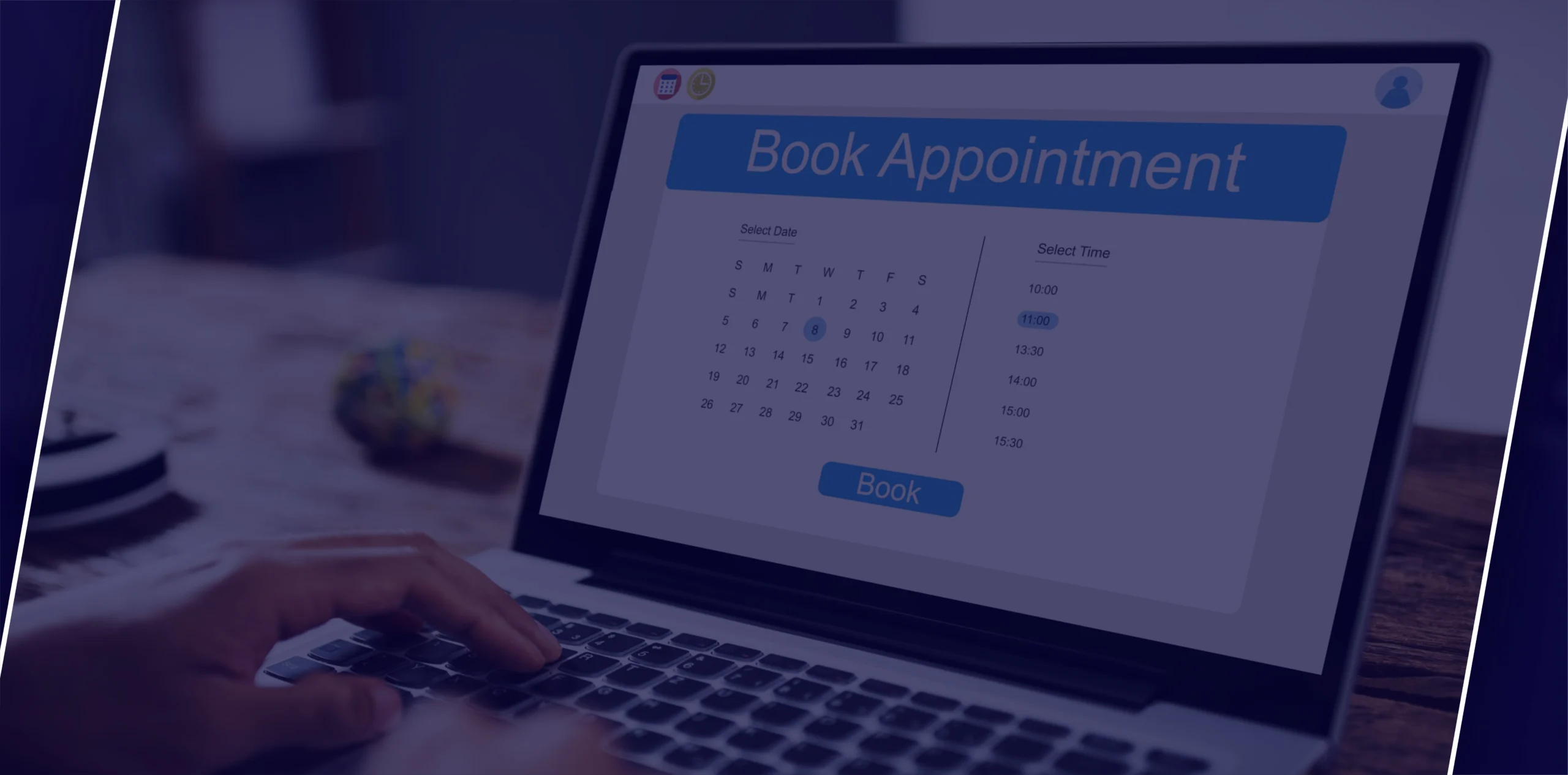 A person scheduling an appointment on a laptop