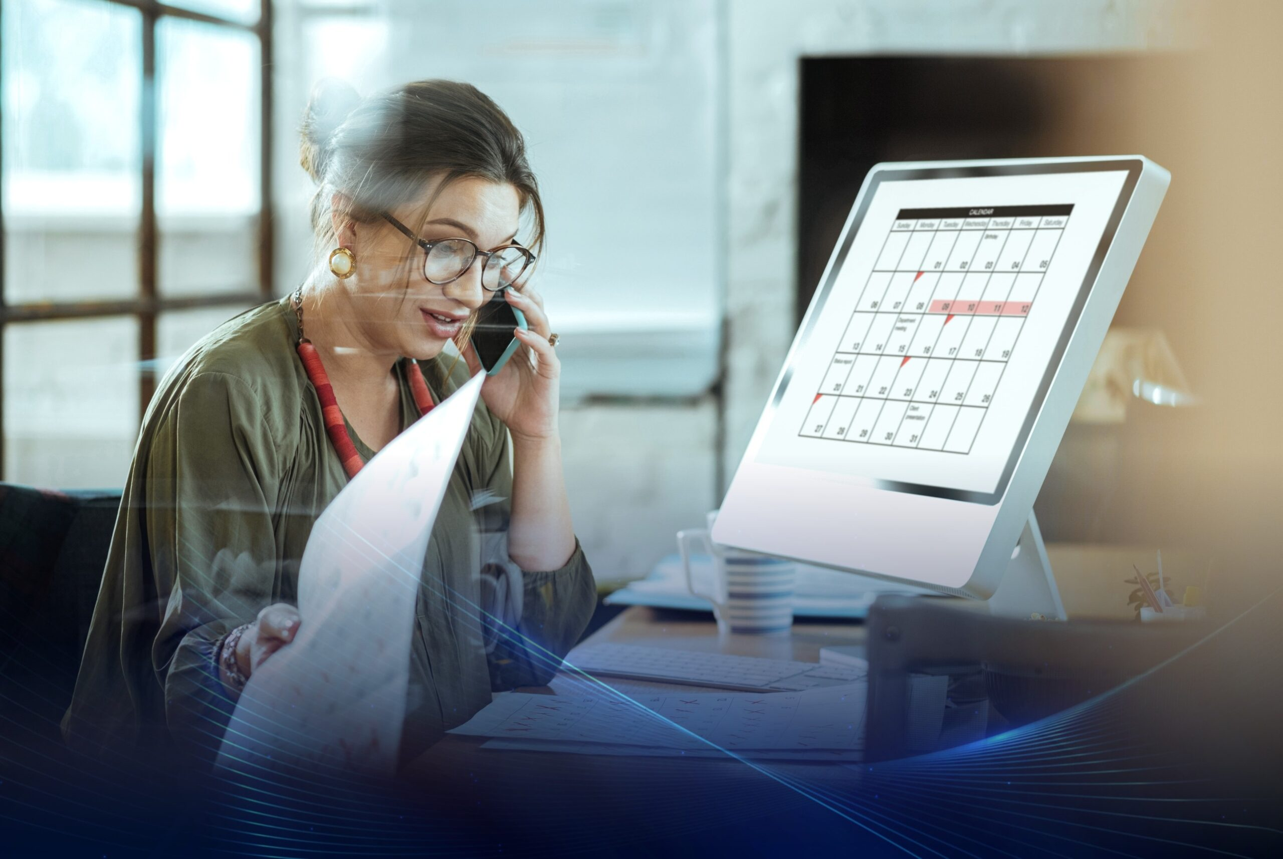 A behavioral health office professional speaking by telephone