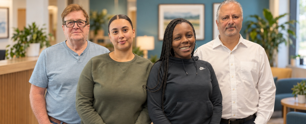Four members of the Central Connecticut Behavioral Health team together